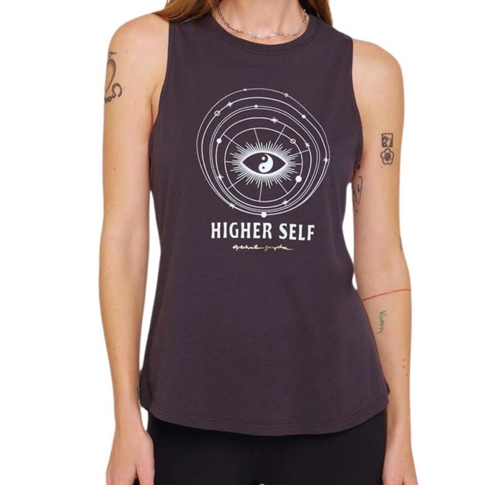 Spiritual Gangster Higher Self Tank Size Small NWT Black Cotton Blend